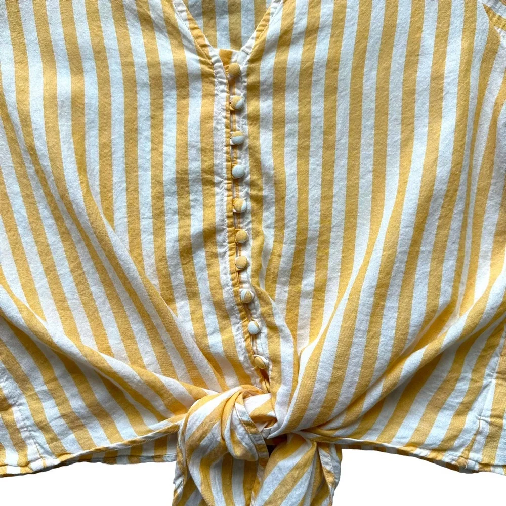 Madewell Shirt Womens Medium Agency Tie Front Top - Picture 4 of 7